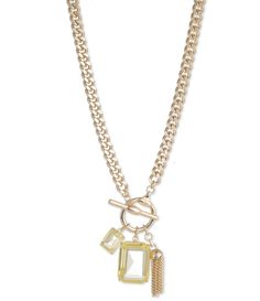 From Lauren Ralph Lauren, this pendant necklace features:  Gold tone metalZinc Brass Steel Plastic Approx. 17" lengthToggle ClosureImported. Gold Metal Charm Necklaces With Jewels, Gold-tone Jewel Necklace In Metal, Gold-tone Metal Necklace With Jewels, Gold-tone Jeweled Metal Necklaces, Gold-tone Jeweled Metal Necklace, Charm Pendant Necklace, Gold Stone, Necklace Online, Dillard's