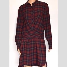 Very Good Pre-Owned Condition. Length 38". Chest 19 1/2" From Armpit To Armpit. Sleeve 24". 75% Viscose/25% Wool. Dry Clean. Flannel Shirt Dress, Red Plaid, Flannel Shirt, Rag & Bone, Wool Blend, Shirt Dress, Dry Clean, Long Sleeve Dress, Plaid