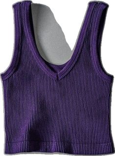 Casual Seamless Vest, Casual Fitted Seamless Vest, Solid Sleeveless Crop Top For Layering, Casual Purple Tank Vest, Casual Fitted Cami Vest, Trendy Summer Layering Vest, Casual Seamless Tank Vest, Trendy Summer Vest For Layering, Spring Sleeveless Seamless Sweater Vest