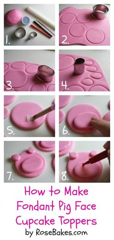 how to make fondant pig face cupcake toppers with instructions for making them