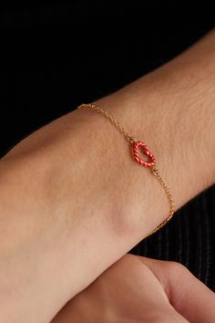 Joyful jewels are the bedrock of Alison Lou. This 'Heart Streamer' bracelet is made from 14-karat gold and features an enamel heart charm. Pair yours with a red manicure. Luxury Heart-shaped Enamel Jewelry, Elegant Red Enamel Bracelets, Yellow Gold Round Enamel Bracelets, Yellow Gold Enamel Round Bracelet, Yellow Gold Enamel Bracelet, Gift Red 14k Gold Bracelet, Yellow Gold Enamel Heart Charm Jewelry, Enamel Bracelet Jewelry Gift, Enamel Jubilee Bracelet Jewelry As Gift