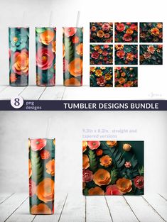 the tumbler designs bundle is shown with different images and text, including an image of flowers