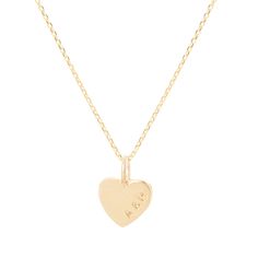 Teeny Tiny Personalised 9ct Gold Heart Necklace A gorgeous, tiny shimmering heart fitted on a delicate chain. A simple yet elegant symbol of love and friendship, which can be either left plain or personalised to make a unique gift. Use as a stand alone piece or add to your favourite chains for an on-trend layering look. Personalisation can be a single initial in the centre or two initials (e.g. V&T) along the side. Chain lengths available in 16in (41cm) and 18in (45cm). FEATURES: * 9ct Recyc Yellow Gold Heart Charm Necklace For Anniversary Gift, Classic Personalized Heart Necklace, Classic Yellow Gold Heart Necklace For Gift, Classic Yellow Gold Heart Necklace As Gift, Personalized Classic Heart Cut Necklace, Personalized Classic Heart Necklace, 14k Gold Charm Necklace With Heart And Initial Pendant, Dainty 14k Gold Charm Necklace With Heart Charm, Everyday Double Heart 14k Gold Charm Necklace