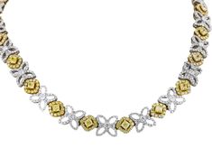 JULEVE 18KT WHITE & YELLOW GOLD 15.59CTW DIAMOND NECKLACE Reflecting Light, Cushion Cut Diamonds, Cushion Cut, Round Brilliant, Yellow White, Gold Diamond, Diamond Necklace, Diamonds, White Gold