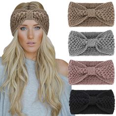 PRICES MAY VARY. Warm Winter Hair band: This female knitted ear warmer is made of elastic and soft materials. The wide winter hair band can keep your head, ears and forehead warm and soft in winter. One Size suits for most people:This hair band is 9.1inch/23cm long and 4.3inch/11cm wide. This women’s cold weather headband have enough elasticity. The stretched length is 13.4inch/34cm, which is suitable for most girls and women. Widely Used: This thick hair band is a practical and fashionable hair Knit Turban Headband, Crochet Turban, Headbands Women, Bandeau Au Crochet, Cable Knit Headband, Crochet Bow, Knit Turban, Head Wraps For Women, Crochet Bows