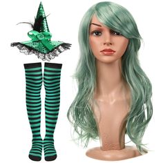 PRICES MAY VARY. Halloween Costume Set: our Halloween costume set includes 1 pair of thigh high socks for women, 1 long wavy wig and 1 witches hat headband; The set can be matched to meet your dress up needs Reliable Materials: curly cosplay wig is made of high temperature thread for a long term use; Striped socks are made of polyester, soft and comfortable, elastic and breathable, not easy to fade; Witches hat headband for women is made of cloth, beautiful appearance, lightweight and sturdy, ca Halloween Witch Costume For Women, Witches Costumes For Women, Witch Headband, Halloween Witch Costume, Striped Thigh High Socks, Beautiful Halloween, Striped Stockings, Hat Headband, Costume For Women