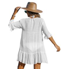 Whether your on the beach or relaxing poolside, you'll be extra stylish in this Women's CUPSHE Ruffled Swim Cover-Up Dress.Click on this WOMEN'S GUIDE to find the perfect fit and more! Whether your on the beach or relaxing poolside, you'll be extra stylish in this Women's CUPSHE Ruffled Swim Cover-Up Dress.Click on this WOMEN'S GUIDE to find the perfect fit and more! FEATURES V-neck Short flared sleeves Button closure Ruffled hem Midi lengthFABRIC & CARE Rayon, polyester Hand wash Imported Size: Beachy V-neck Swim Dress For Beach Season, Lightweight Swimwear For Summer Beach Cover-up, Beachy V-neck Swim Dress For Beach, Casual V-neck Swimwear For Beach, Spring Beachwear Swim Dress For Beach Cover-up, Chic Cover-up For Resort Season Vacation, Beachy Cover-up With Upf 50+ For Summer, White Summer Cover-up With Upf 50+, Spring V-neck Swim Dress For Beach Cover-up