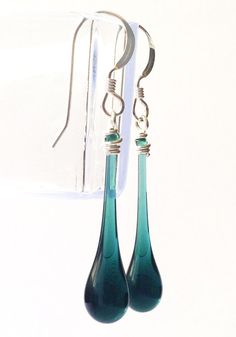 Glass Accessories, Teal Glass, Teal Earrings, Glass Jewellery, Make Your Own Jewelry, Argentium Silver, Glass Rings, Ear Rings, Blue Jewelry