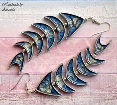 Dark blue and silver fish earrings Celestial Statement jewelry for women Nautical earrings Polymer c Blue Fish-shaped Earrings For Gift, Blue Polymer Clay Dangle Jewelry, Fish-shaped Metal Jewelry As A Gift, Fish-shaped Metal Jewelry For Gifts, Handmade Silver Fish-shaped Earrings, Handmade Sterling Silver Fish-shaped Jewelry, Handmade Sterling Silver Fish Jewelry, Silver Dangle Earrings In Polymer Clay, Handmade Fish-shaped Jewelry Gift