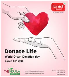 a poster for the world organ donation day with two hands holding a heart in each hand