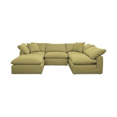 A deep-seated, modular sectional that puts dreamy comfort front and center. Bryant Green Mid Century Modern U-Sofa Bumper Sectional (5 piece) - Marin Apple Green Mid Century Modern, Green Mid Century, Sectional Seating, Bumper Sectional, Game Nights, Modular Sectional Sofa, Modular Sectional, Sectional Sofa, Stretching