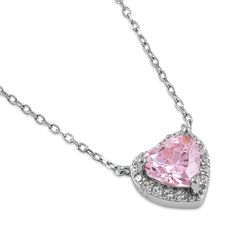 Height: 9.6mm

Width: 9.6mm

Thickness: 2.5mm

Length: 17in. w/ ext 1.5in.


Stone Material: Pink and Clear Cubic Zirconia

Center Stone Size: 7.0mm

Stone Shape: Heart

Center Stone Carat Weight: 1.13 ct.

Total Number of CZ Stones: 17

Stone Setting: Prong


Metal: 925 Sterling Silver

Plating: Rhodium Plated

Finish: High Polish Pink And Silver Necklace, Heart Halo, Aesthetic Dump, Heart Center, Green Prom, Halo Necklace, Silver Gold Jewelry, Pink And Silver, Stone Material