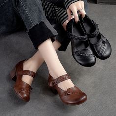 Gender: Women Item Type: Casual Shoes Main Material: Cow Leather Style: Casual, Classic, Retro Season: Spring, Autumn Heel Type: Heels Outsole Material: Rubber Heel Height: Mid-Heel (3-5 cm) Size Length cm inch 35 22.5 8.86 36 23 9.06 37 23.5 9.25 38 24 9.45 39 24.5 9.65 40 25 9.84 Brown Block Heels With Round Toe, Fall Closed Toe Block Heels, High Heel Mary Janes With Heel Strap For Fall, Mary Jane Leather High Heel Shoes Medium Width, Fall Block Heels With Buckle Closure And Round Toe, Office Block Heels With Stacked Heel And Round Toe, Fall Mary Jane Closed Toe Court Shoes, Mary Jane High Heel Leather Shoes, Mary Jane Court Shoes With Closed Toe For Fall