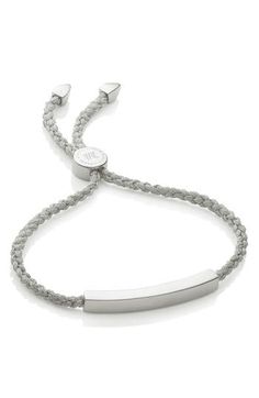 Inspired by traditional friendship bracelets, this layer-ready piece has a metallic woven cord and a slender bar crafted from precious metal. Exclusive US retailer Adjustable slide closure Can be engraved; >see locations Recycled sterling silver/textile Imported Classic Silver Adjustable Braided Bracelets, Elegant Silver Friendship Bracelet For Everyday, Elegant Silver Friendship Bracelet, Silver Braided Bracelets With Adjustable Cord, Silver Sterling Silver Friendship Bracelets For Everyday, Silver Friendship Jewelry With Sliding Knot, Minimalist Silver Braided Bracelet With Adjustable Cord, Silver Minimalist Braided Bracelet With Adjustable Cord, Everyday Silver Braided Bracelet With Sliding Knot