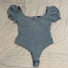 Size Medium Never Worn Jean Bodysuit, Fashion Nova Tops, Fashion Nova, Color Blue, Women's Fashion, Womens Tops, Size Medium, Women Shopping, Blue