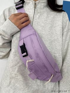 BagForLove - Stylish Large Capacity Fanny Pack with Minimalist Buckle Decoration Waist Bags, Word Wrap, Bum Bag, Fanny Pack, Color Purple, Fashion Bags, Buckle, Zipper, Purple