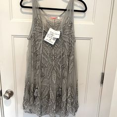 Gorgeous Sheer Dress With Matching Slip From Free People. Beaded. Brand New With Tags Sheer Dress, Beaded Dress, Free People Dresses, Free People Dress, Blue Gray, Blue Grey, Free People, Color Blue, Fashion Outfits