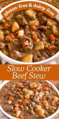 This Gluten-Free Slow-Cooker Beef Stew is comfort food at its finest! It’s hearty and delicious, with tender beef, tasty vegetables, and a gravy that’s perfectly seasoned. It’s perfect for chilly evenings or busy days when you don’t have much time to cook in the evening. Easy Gluten Free Beef Stew, Gf Beef Stew Crockpot, Gluten Free Dairy Free Beef Stew, Gluten Free Beef Soup Recipes, Hearty Gluten Free Meals, Beef Stew Crock Pot Recipes Gluten Free, Gluten Free Crock Pot Soup Recipes, Gluten Free Roast Crockpot, Gluten Free Stew Crock Pot