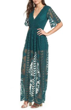 Perfect for packing on your next tropical vacation, this dramatic romper boasts a plunging neckline and an ankle-length lace overlay that adds instant romance to the look. Formal Romper, Green Bug, Fall Wedding Guest Dress, Lace Jumpsuit, Long Romper, Short Sleeve Romper, Lace Romper, Long Sleeve Romper, Lace Overlay