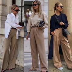 Wide Leg Pants Outfit Work, Beige Pants Outfit, Wide Leg Trousers Outfit, Happy Hour Outfit, Pants Outfit Work, Beige Hose, Simple Work Outfits, Wide Leg Pants Outfit, Office Casual Outfit