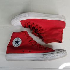 Converse Chuck Taylor 2 II All Stars Red High Top Sneakers Sz M 8 W 10 Unisex. Red Low-top Canvas Shoes For Streetwear, Red Mid-top Canvas Shoes For Streetwear, Red Sporty Canvas Shoes For Sports, Red Cotton Converse Sneakers, Red High-top Canvas Shoes For Streetwear, Sporty Red Canvas Shoes For Streetwear, Casual Red Cotton Sneakers, Red Converse Canvas Shoes For Streetwear, Red Low-top Canvas Shoes For Sports