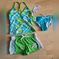 Nwt Zero/Xposur Girls 3 Piece Tankini/Swimwear W/ Shorts (Size10) Lime Swimsuits Pink, Svt Concert, 2000s Outfit, Tankini Swimwear, Tankini With Shorts, Lime Color, Swimsuit With Shorts, Swimwear Tankini, Pink Swimsuit