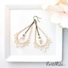 Bohemian Teardrop Jewelry For Wedding, Bohemian Beige Jewelry For Wedding, Bohemian Beige Wedding Jewelry, Bohemian Beaded Drop Bridal Earrings, Bohemian Beaded Bridal Drop Earrings, Bohemian Beaded Bridal Earrings, Cream Dangle Jewelry For Wedding, Beaded Teardrop Wedding Jewelry, Handmade Delicate Pearl White Bridal Earrings