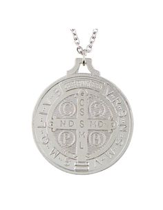 St Benedict Medal with 24 L Stainless Steel Chain - 6 Pieces Per Package Holy Medals Holy Medal Necklace Medals for Protection Necklace for Protection Personalized Spiritual Medallion Necklace, Personalized Symbolic Necklaces For Commemoration, Personalized Symbolic Necklace For Commemoration, Nickel Free Medallion Jewelry For Commemoration, Nickel-free Medallion Necklace For Collectors, Personalized Amulet Jewelry For Collectors, Nickel-free Medallion Necklace For Commemoration, Nickel Free Round Pendant Necklace For Commemoration, Silver Coin Pendant Necklace For Keepsake