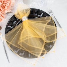 10 Pack | Gold Sheer Organza Decorative Dinner Table Napkins - 23x23inch Restaurant Tableware, Banquet Restaurant, 10 Dinner, Fabric Napkin, Organza Fabric, Table Napkins, Wedding Napkins, Hanging Dryer, Linen Napkins