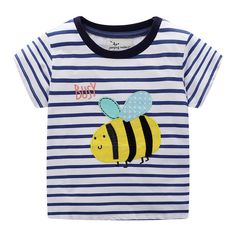 This Adorable Short Sleeve Girls T-Shirt is the perfect way to dress up your little ones with style. Featuring a cute design, this shirt is made of a lightweight fabric which is perfect for those summer days! It's comfy and stylish, a sure way to bring a smile to your daughter's face! These are short-sleeved girls' t-shirts perfect for summer wear. Fun designs with ice cream, fish, or animals for every day wear! Designed for the summer season, ensuring comfort in warm weather. Made from a blend Cotton T-shirt With Cartoon Print For Playwear, Summer Crew Neck Shirt With Character Print, Fun Cotton Shirt For Playtime, Spring Striped Cotton T-shirt, Striped Cotton T-shirt For Spring, Playful Cartoon Print T-shirt For Playwear, Playful Summer Shirt For Playtime, Playful Cotton T-shirt With Cute Design, Summer Playtime Tops With Letter Print