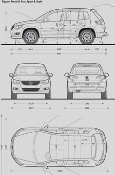 the blueprint drawing shows three different types of cars