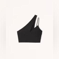 Nwt Sz Small Black Cropped One-shoulder Top For Spring, Chic Seamless One Shoulder Top For Spring, Chic Asymmetrical Neckline Crop Top For Night Out, Chic Black Asymmetrical Crop Top, Chic Seamless One Shoulder Top, Black Asymmetrical Crop Top For Spring, Chic Black One-shoulder Crop Top, Chic Black One Shoulder Crop Top, Seamless Fitted Asymmetrical Tops