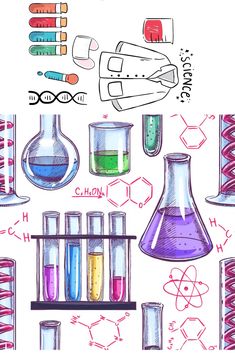 an image of laboratory equipment with colored liquids