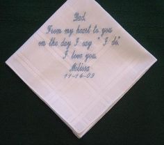 Father of the Bride 35S Personalized Wedding Handkerchief Wedding Gift Handkerchiefs With Embroidered Text For Mother's Day, Elegant Handkerchiefs For Anniversary And Mother's Day, White Handkerchiefs With Custom Text For Wedding, Custom Text White Handkerchiefs For Wedding, White Custom Text Handkerchiefs For Wedding, Classic Personalized Wedding Handkerchiefs, Elegant Personalized Wedding Handkerchiefs, Classic Personalized Handkerchiefs For Anniversary, Personalized White Handkerchiefs For Special Day