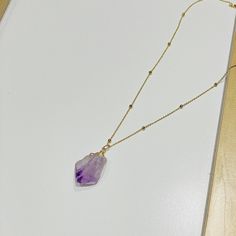 Skinny chain necklace with amethyst stone pendant Elegant Purple Chain Necklace For Gift, Purple Clavicle Chain Pendant Necklace, Purple Necklaces With Gemstone Accents, Lavender Amethyst Necklaces For Jewelry Making, Elegant Amethyst Necklace With Delicate Chain, Gold Amethyst Necklace With Adjustable Chain, Purple Teardrop Pendant Necklace For Jewelry Making, Delicate Amethyst Chain Necklace As A Gift, Amethyst Necklace With Delicate Chain For Gift