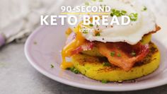 a plate with some food on it and the words keto bread written in white