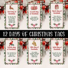 twelve days of christmas tags hanging on a wall