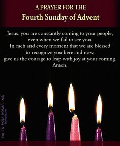 four candles with the words, jesus you are constantly coming to your people