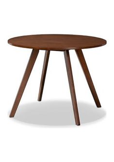 a wooden table with two legs and a round top on an isolated white background,