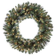 a christmas wreath with lights on it