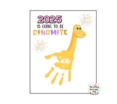 New Years Dinosaur Handprint Template / DIY Printable Winter Craft / Preschool Activity / Toddler Crafts / Teacher Art / New Year 2025 Gifts by IttyBittyKeepsakeArt on Etsy