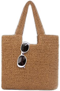 Summer Woven Sand-colored Shoulder Bag, Natural Handheld Shoulder Bag For Beach Season, Handheld Natural Shoulder Bag For Beach Season, Large Handheld Crochet Beach Bag, Eco-friendly Lightweight Bags For Beach Season, Large Capacity Handheld Crochet Bag For Beach, Eco-friendly Handheld Shoulder Bag For Summer, Casual Handheld Crochet Bag For Beach, Square Bag For Beach Season Shopping