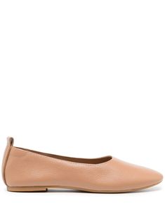 butterscotch brown leather smooth grain pull-tab at the heel almond toe slip-on style branded leather insole flat rubber sole low stacked heel Classic Slip-on Ballet Flats With Textured Sole, Slip-on Ballet Flats With Stitched Sole, Classic Ballet Flats With Leather Sole, Classic Calf Leather Ballet Flats With Almond Toe, Leather Sole Ballet Flats For Work, Slip-on, Leather Sole Slip-on Ballet Flats For Work, Leather Footbed Almond Toe Ballet Flats For Work, Workwear Ballet Flats With Almond Toe And Leather Footbed, Classic Ballet Flats With Leather Sole And Almond Toe