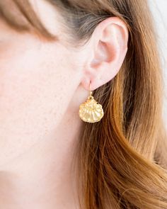 The classic fanned out shape of the scallop shell is symbolic throughout summer fashions and coastal decor. Wear these drop earrings with ease all summer long and beyond. Susan Shaw, Summer Fashions, Scallop Shell, Scallop Shells, 24kt Gold, Shell Earrings, Coastal Decor, Earrings Handmade, Make It Simple