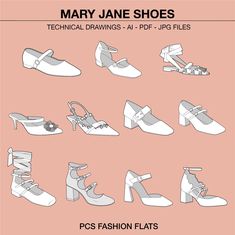 many different types of shoes are shown in this graphic art printable guide for women