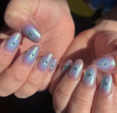 Cute Short Nails, Chrome Nails Designs, Airbrush Nails, Hair Nails, Silver Nails, Manicure Y Pedicure, Fabulous Nails, Dream Nails, Fire Nails