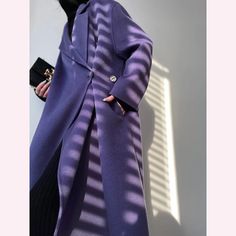 Aconiconi Long Double-Sided High-End Full Wool Purple Coat - Mel Dream – ORUMATORU Boss Chic, Luxury Purple, Purple Coat, Reversible Coat, Woolen Coat, Satin Material, Purple Hues, Winter Fashion Outfits, Winter Wardrobe