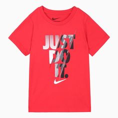 nike-kids-just-do-it-slash-t-shirt-86e927-u10 Tops And Bottoms, Red Style, Nike Kids, Freedom Of Movement, Red Fashion, Just Do It, Casual T Shirts, Snug Fit, Do It