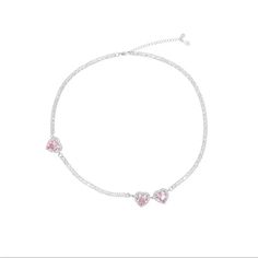 Type: Clavicle chain Material: Zircon Heart Diamond Necklace, Pink Heart Necklace, Diamond Heart Necklace, Pink Diamonds, Heart Necklace Diamond, Copper Style, Heart Diamond, Pink Love, Simple Necklace