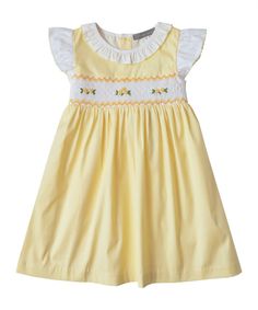 Style #PS-NP135 Made with 100% Cotton Spring Cotton Smocked Knee-length Dress, Spring Cotton Knee-length Smocked Dress, Spring Knee-length Cotton Smocked Dress, Spring Smocked Dress For Daywear, Cotton Smocked Dress For Spring, Yellow Smocked Dress For Spring, Spring Cotton Smocked Dress With Lining, Fitted Lined Smocked Dress For Summer, Fitted Summer Smocked Dress, Lined